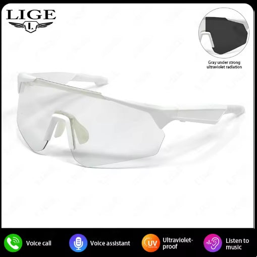Lige Pro 2 AI sports glasses - White frames, light gray lenses