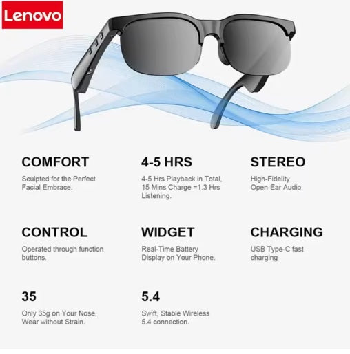 Lenovo 6K AI-bril - Zwart montuur, zwarte lenzen