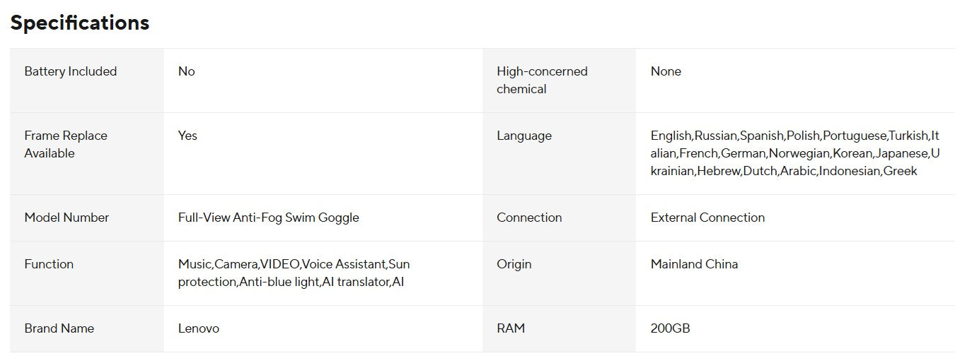 Lenovo 6K AI-bril - Zwart montuur, zwarte lenzen