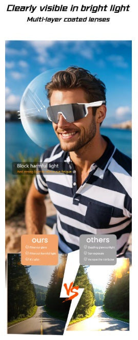 Lige Pro 1 AI sportglasögon - Vita bågar, blå linser