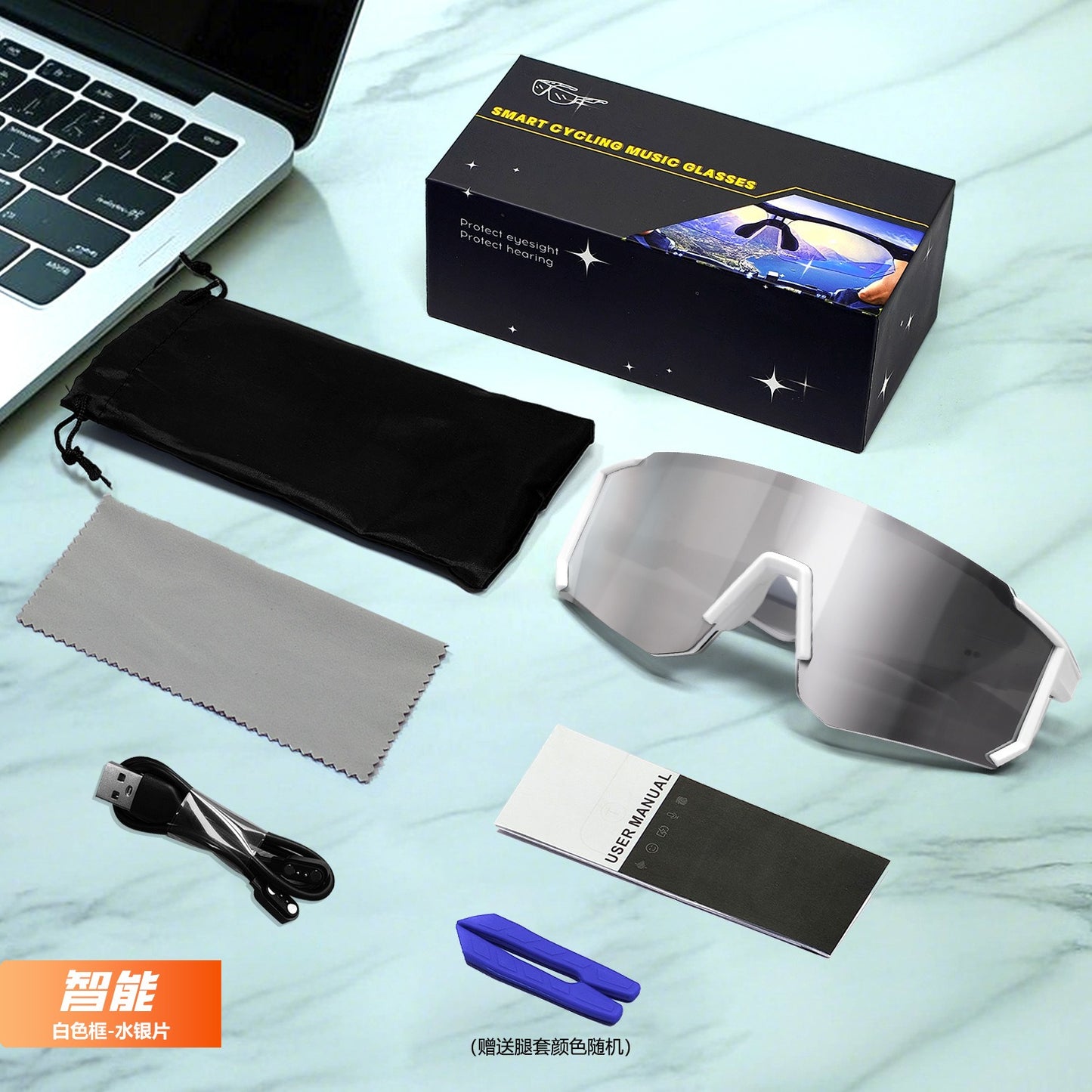 Lige Pro 1 AI sportglasögon - Vita bågar, silver linser